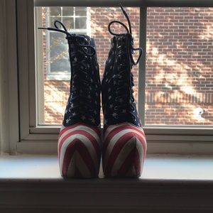 Jefferey Campbell American flag platform wedges